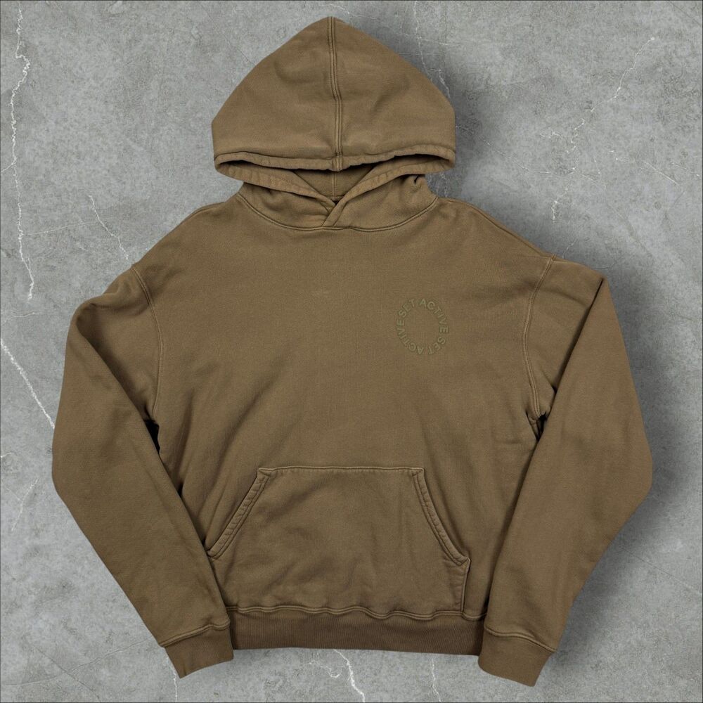Women's Set Active Washed Olive Green Oversized Activewear Hoodie USA Made Small